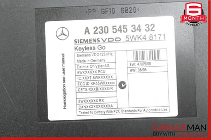 07-08 Mercedes R230 SL550 SL600 Keyless Go Entry Control Module OEM