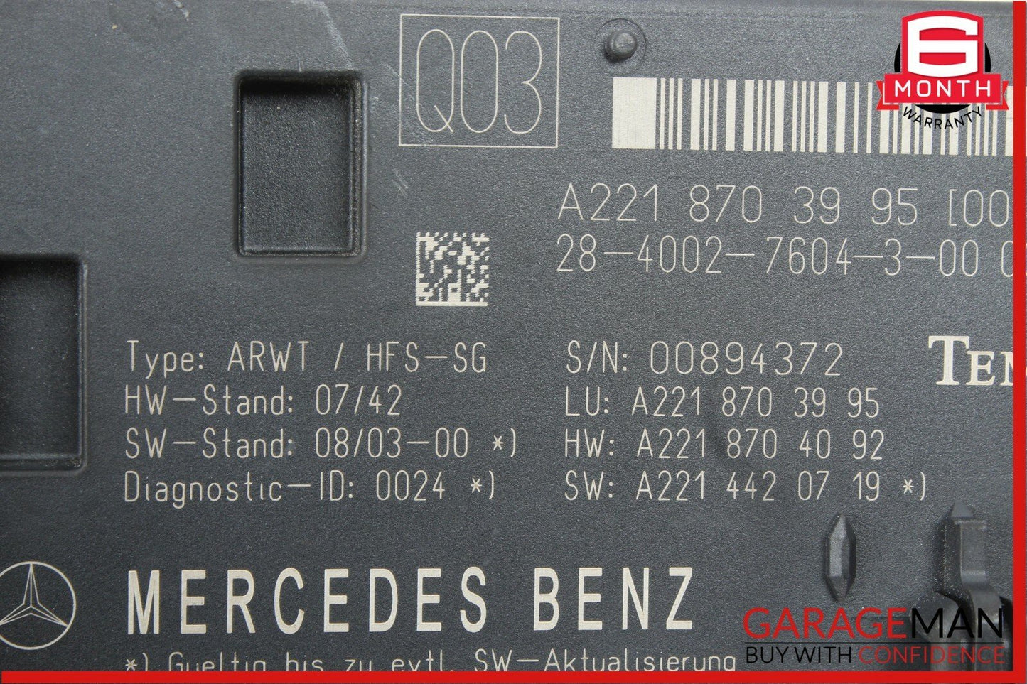 07-13 Mercedes W216 CL550 S550 Trunk Release Remote Open Close Module Unit OEM