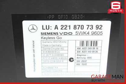 07-13 Mercedes W221 S550 S600 S63 AMG Door Keyless Go Entry Control Module Unit