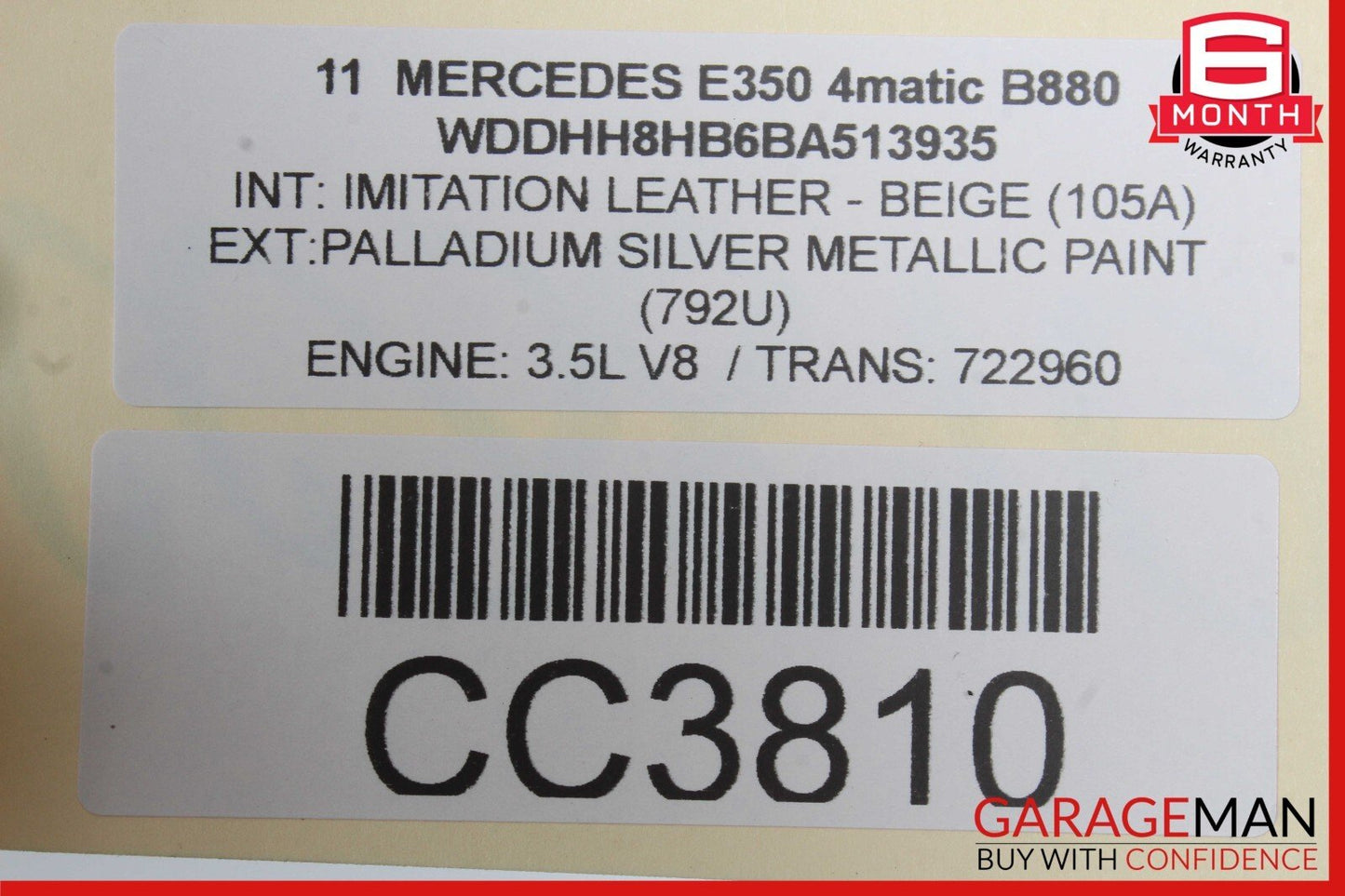 11-16 Mercedes W212 E350 E400 Wagon Rear 3RD Row Seat Upper Top Backrest Cushion