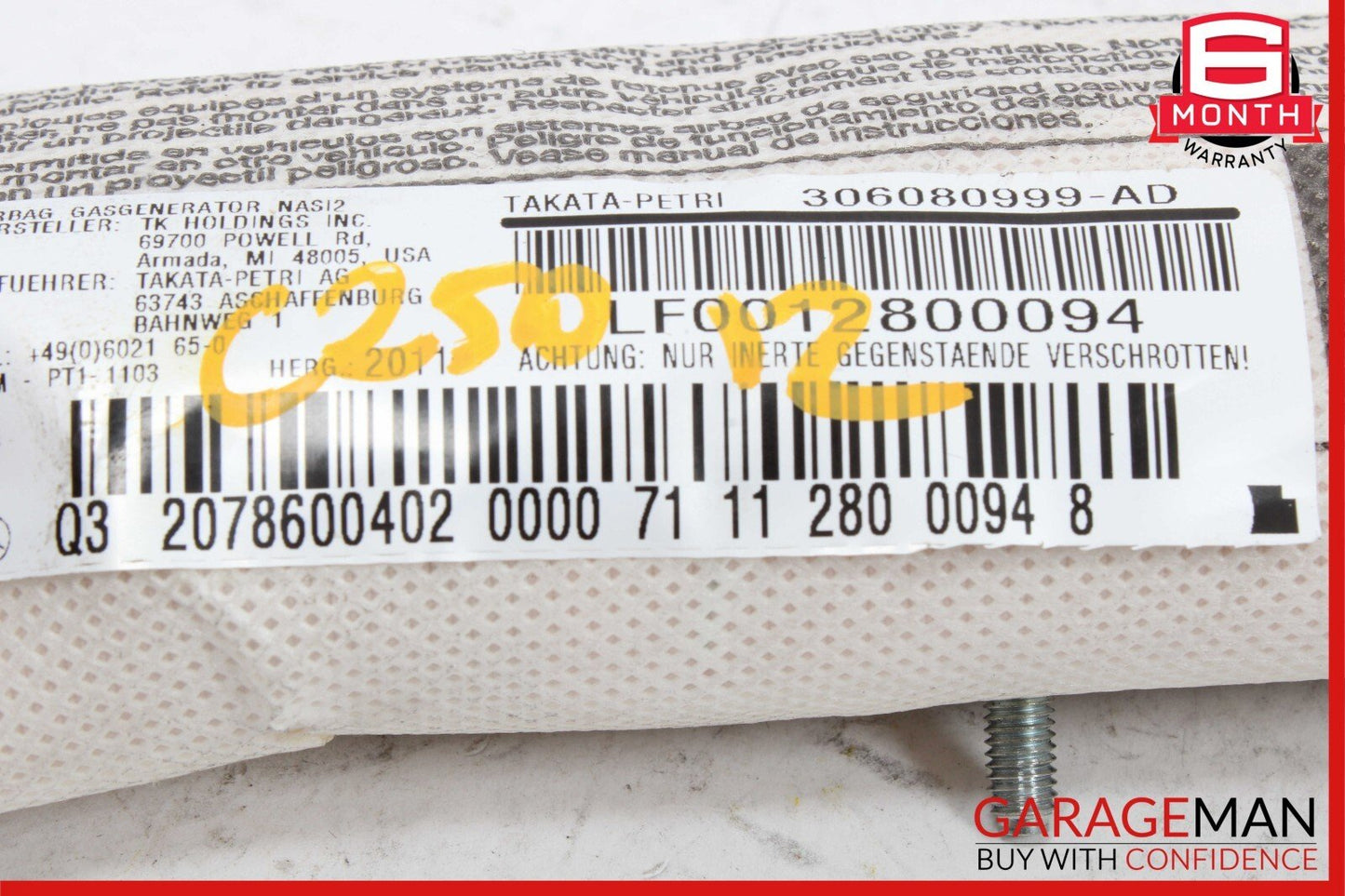10-17 Mercedes W204 C250 E350 Coupe Front Right Side Seat Airbag Air Bag OEM