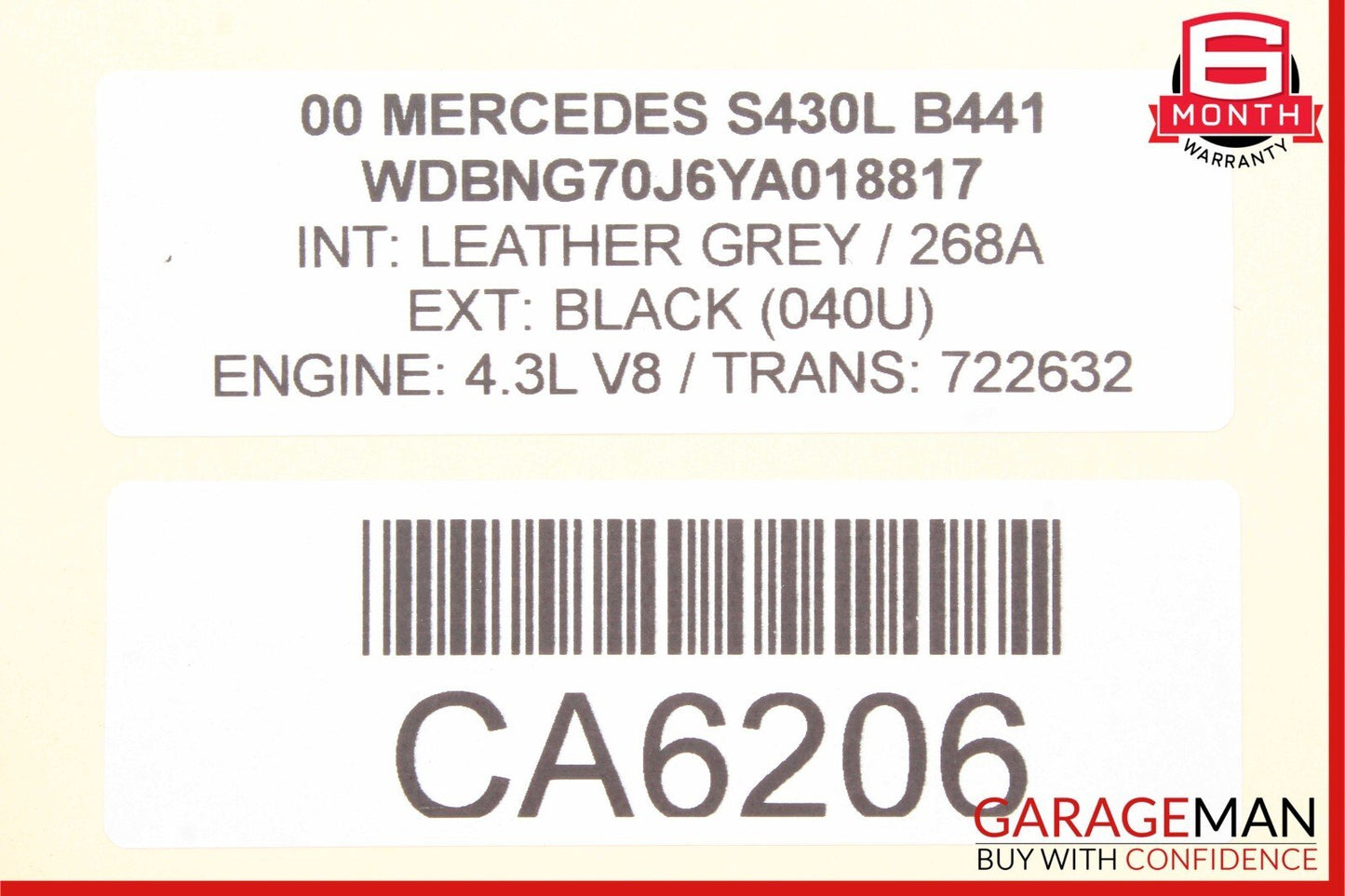 00-06 Mercedes W220 S500 S430 S55 AMG Rear Right Side Exterior Door Handle Black