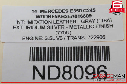 14-16 Mercedes W212 E350 E63 Rear Left Side Inner Taillight Tail Light Lamp OEM