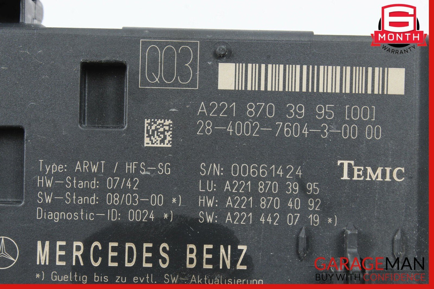 07-13 Mercedes W221 S400 CL550 Trunk Release Remote Open Close Module Unit