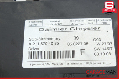 03-12 Mercedes W211 E350 CLS350 GL550 Seat Control Module Left Side OEM