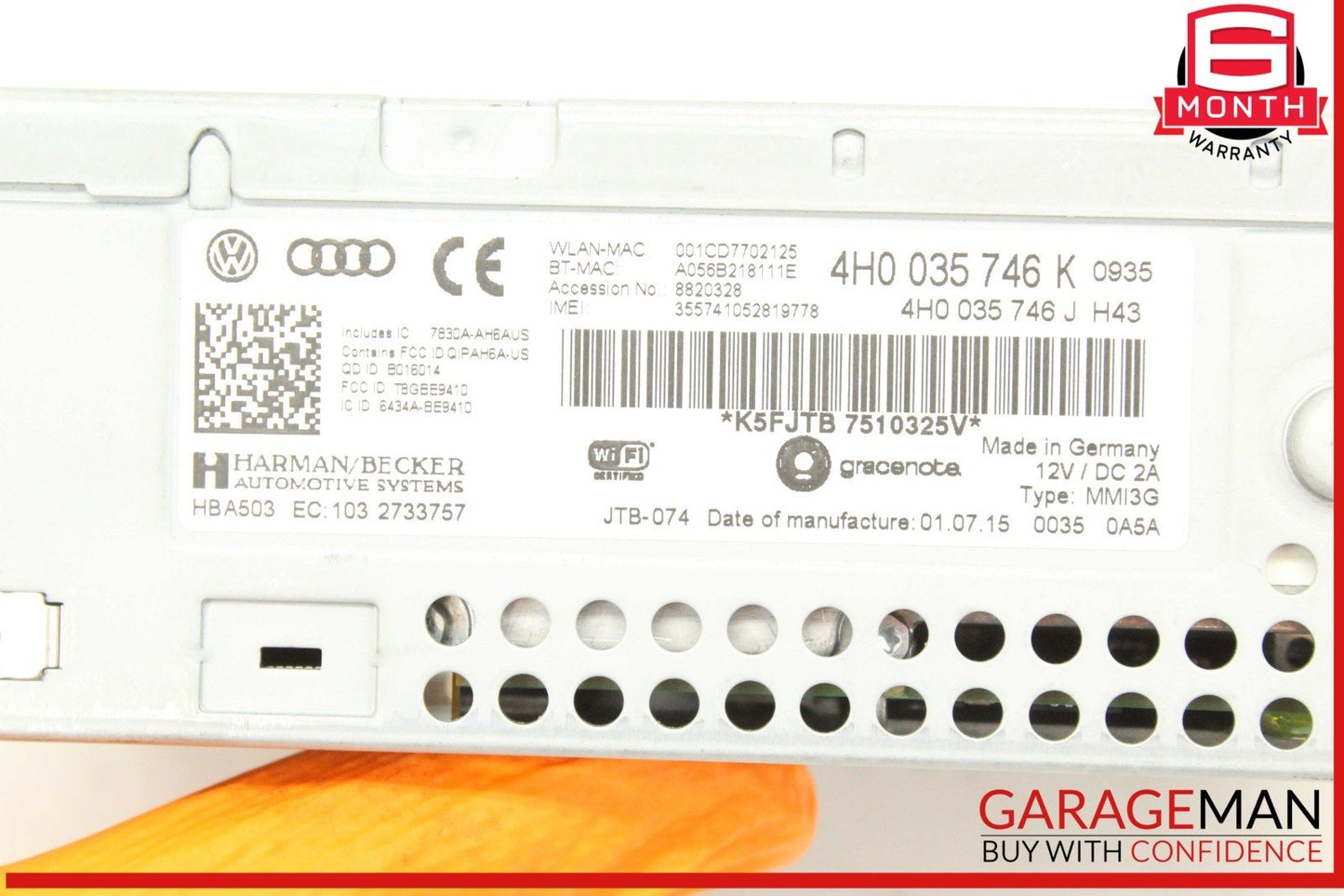 15-18 Audi A8 S8 Front Dash Audio Radio Receiver Head Unit AM FM CD Player OEM