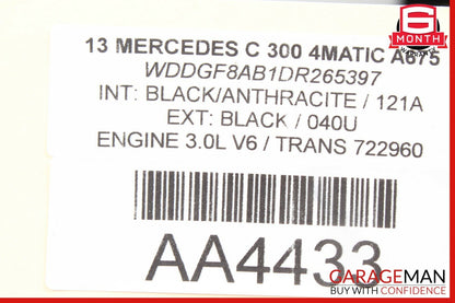 08-14 Mercedes W204 C300 C250 Interior Top Upper Rear View Mirror Assembly Black