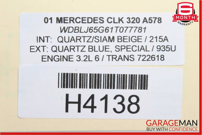 98-03 Mercedes W208 CLK320 Front Left Side Exterior Door Handle Quartz Blue OEM