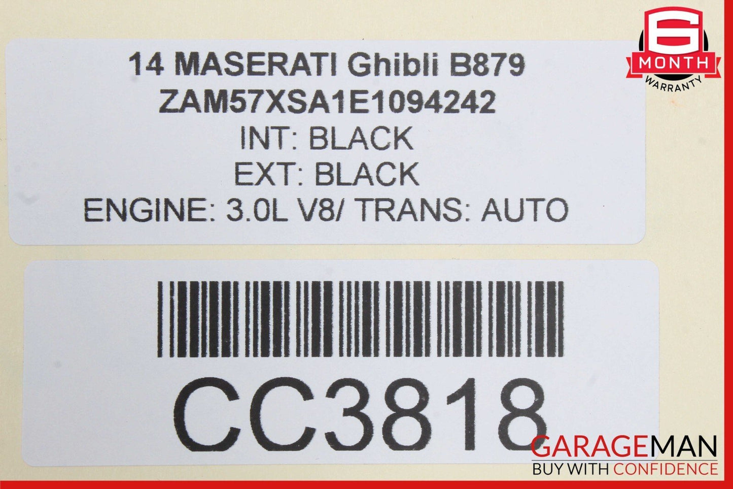 14-17 Maserati Ghibli Rear Left Driver Side Complete Interior Door Panel Black