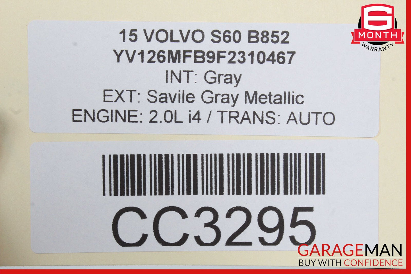 11-18 Volvo S60 Rear Left Driver Side Interior Door Panel OEM