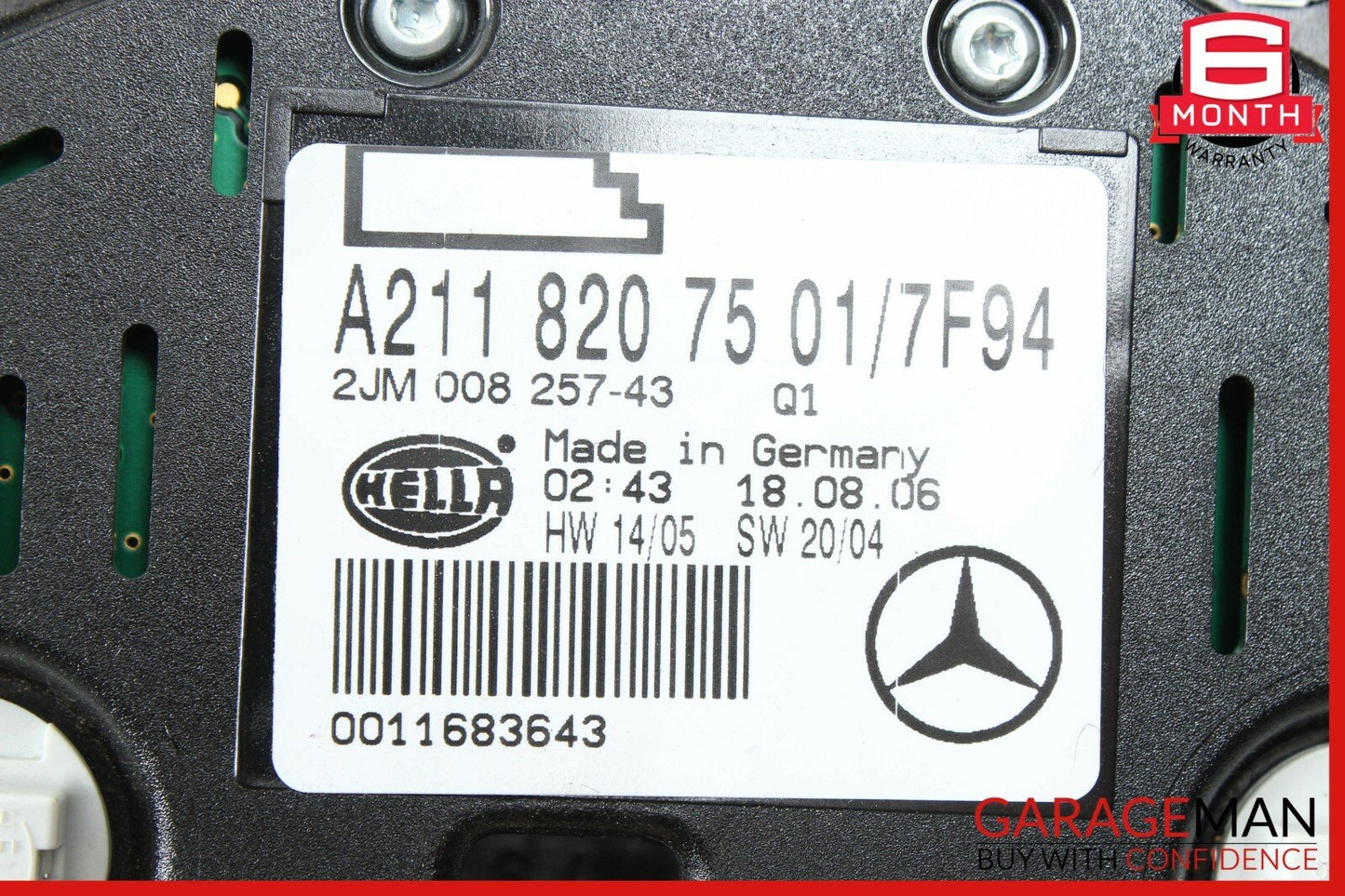 06-11 Mercedes W211 E350 CLS500 Rear Overhead Dome Light Gray 2118207501 OEM