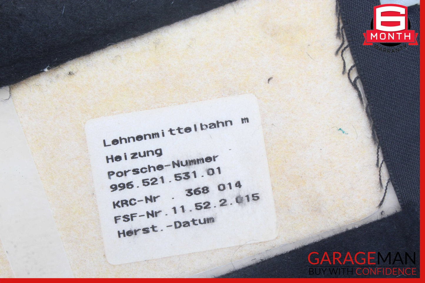 97-05 Porsche 911 996 Boxster 986 Front Seat Backrest Cushion OEM