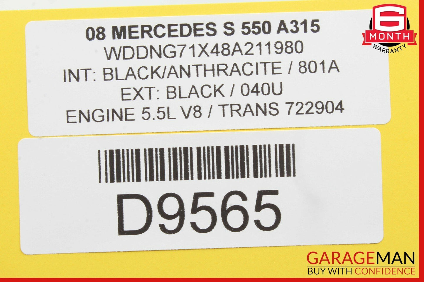 07-13 Mercedes W221 S550 Rear Left & Right Roof Overhead Interior Safety Handle