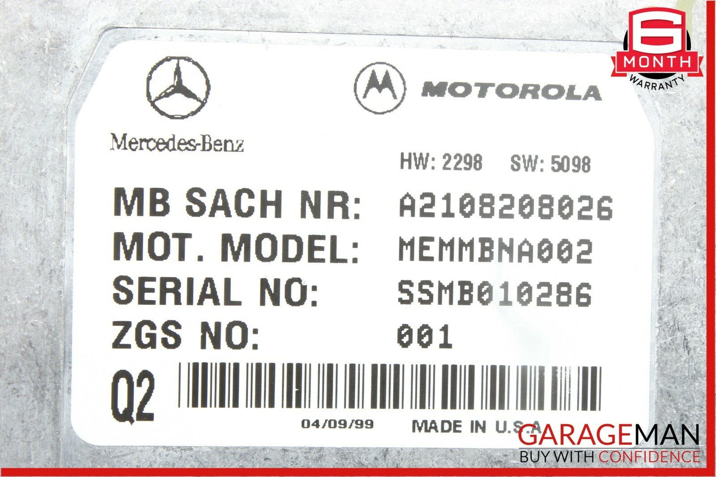 00-06 Mercedes CL500 S500 Motorola Telephone Phone Command Voice Control Module