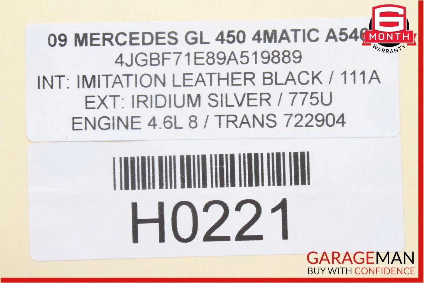06-12 Mercedes ML450 GL450 Rear Left Side Quarter Window Regulator Motor