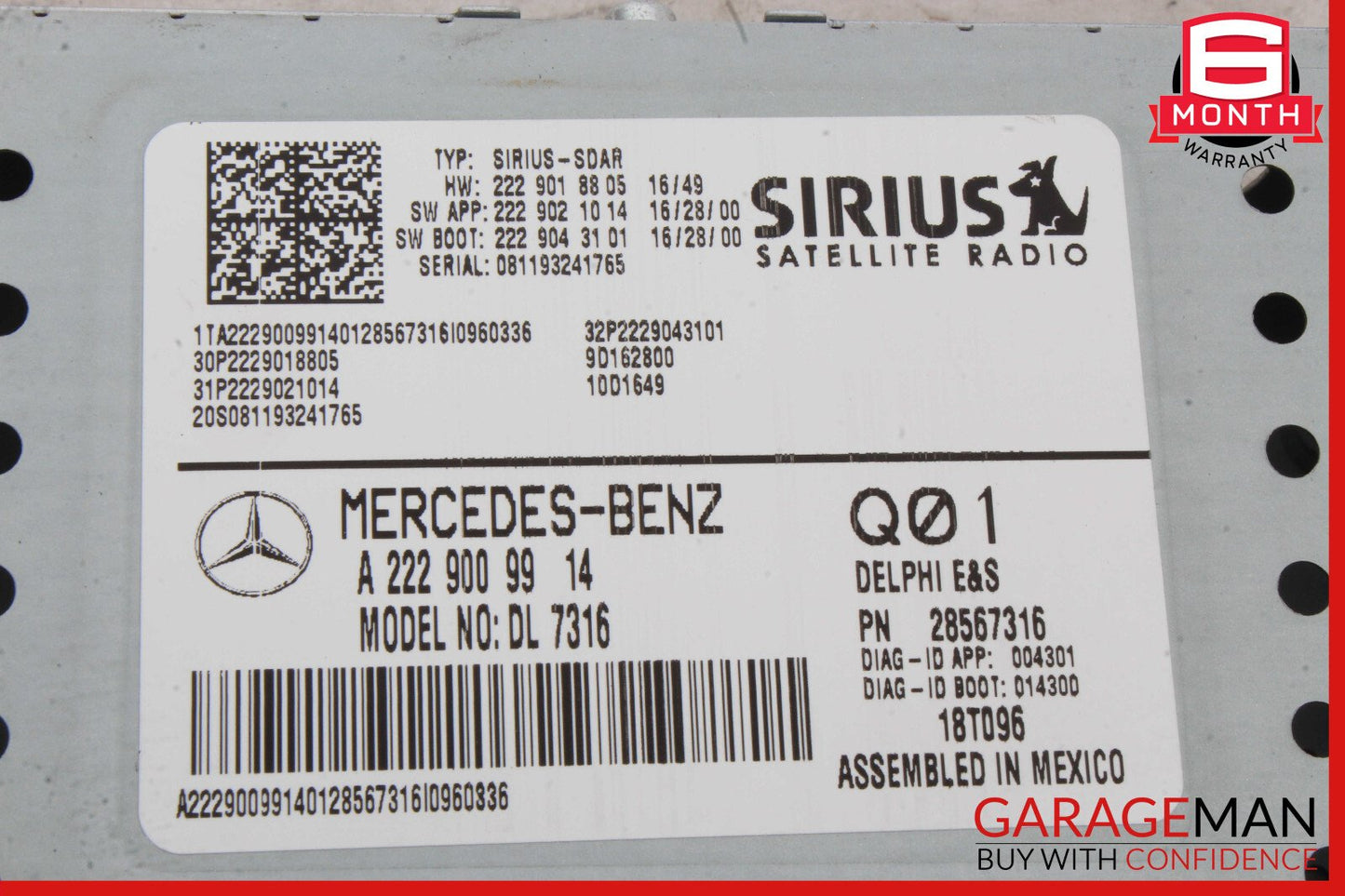 15-18 Mercedes W205 C300 C400 Sirius Satellite Radio Receiver Module Unit OEM