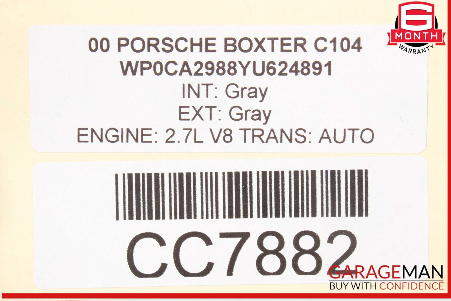 97-04 Porsche 986 Boxster Rear Bumper Reinforcement Impact Crash Bar Rebar OEM