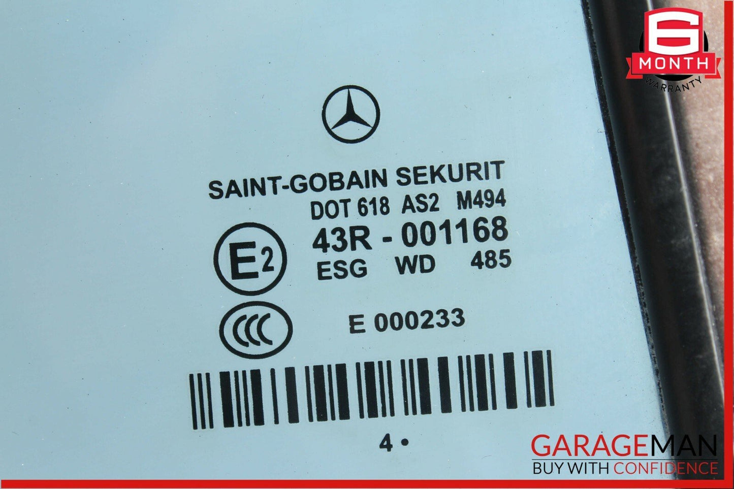06-11 Mercedes W219 CLS500 Rear Right Quarter Door Window Glass Panel Assembly