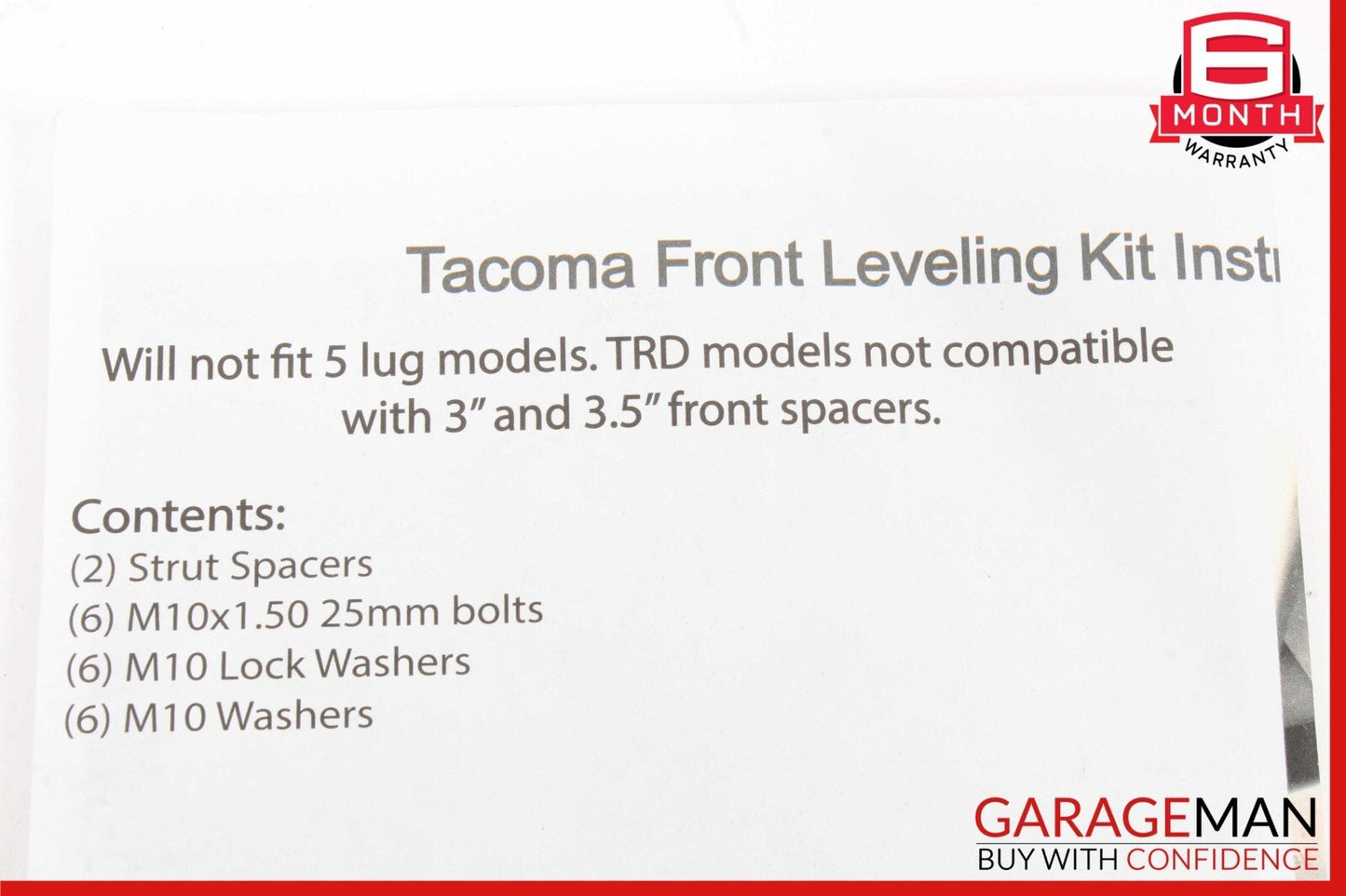 05-23 Toyota Tacoma Rear Leveling Kit Assembly Blocks U Bolts Nuts Washer M10