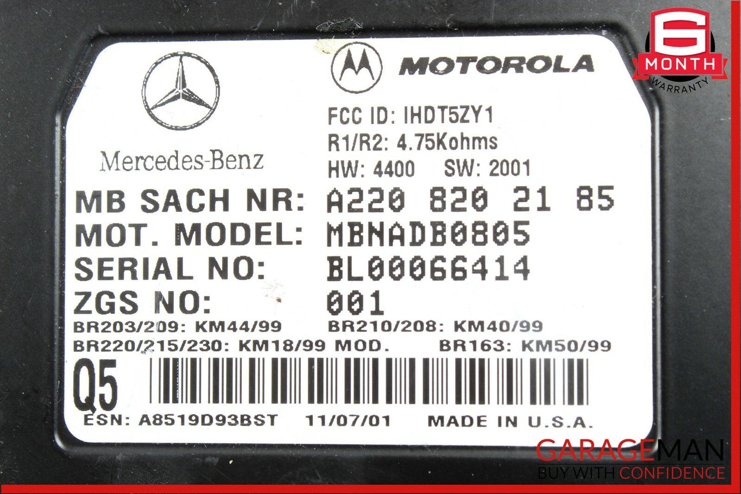 98-06 Mercedes SL500 CL500 ML320 S600 Telephone Phone Voice Controller Module