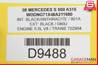 07-09 Mercedes W221 S550 CL500 Dynamic Seat Pressure Vacuum Tank Reservoir OEM