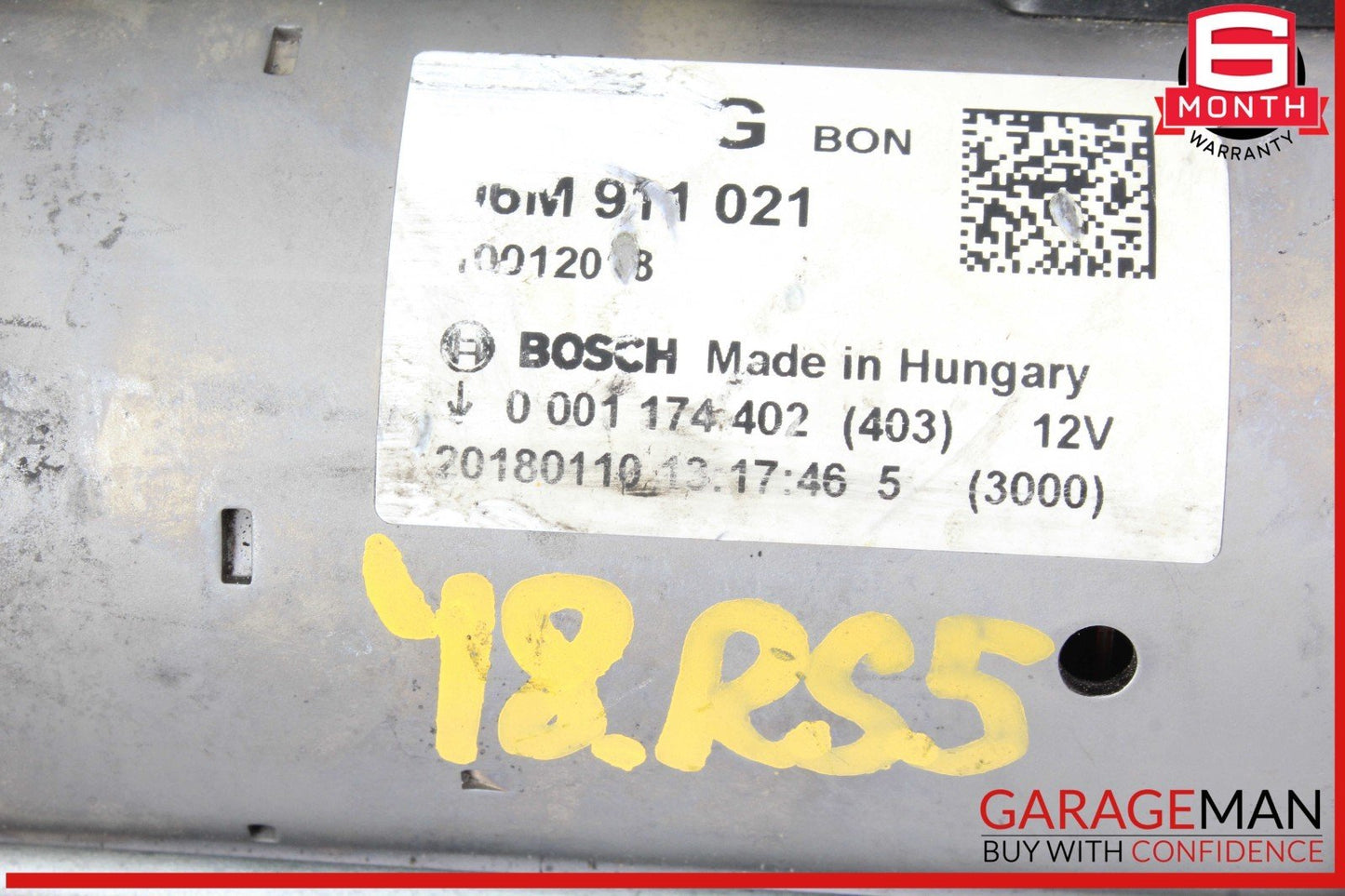 16-23 Audi RS5 A6 A7 3.0L Engine Starter Motor Bosch 0001174402 OEM