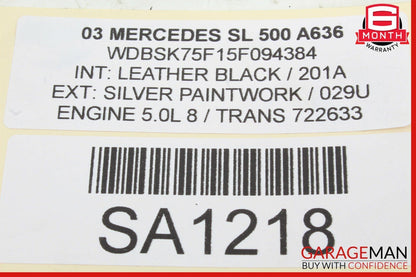 03-08 Mercedes R230 SL500 Rear Left Luggage Seat Belt Retractor Speaker Black