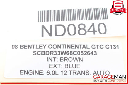 03-12 Bentley Continental GTC Front Left Driver Side CV Axle Shaft OEM