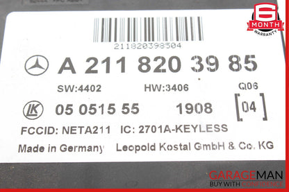 03-11 Mercedes W219 CLS500 E500 E63 AMG Keyless Go Entry Control Module Unit OEM