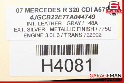 06-08 Mercedes W251 R500 R350 Front Left Driver Sun Visor Sun Shade Gray OEM