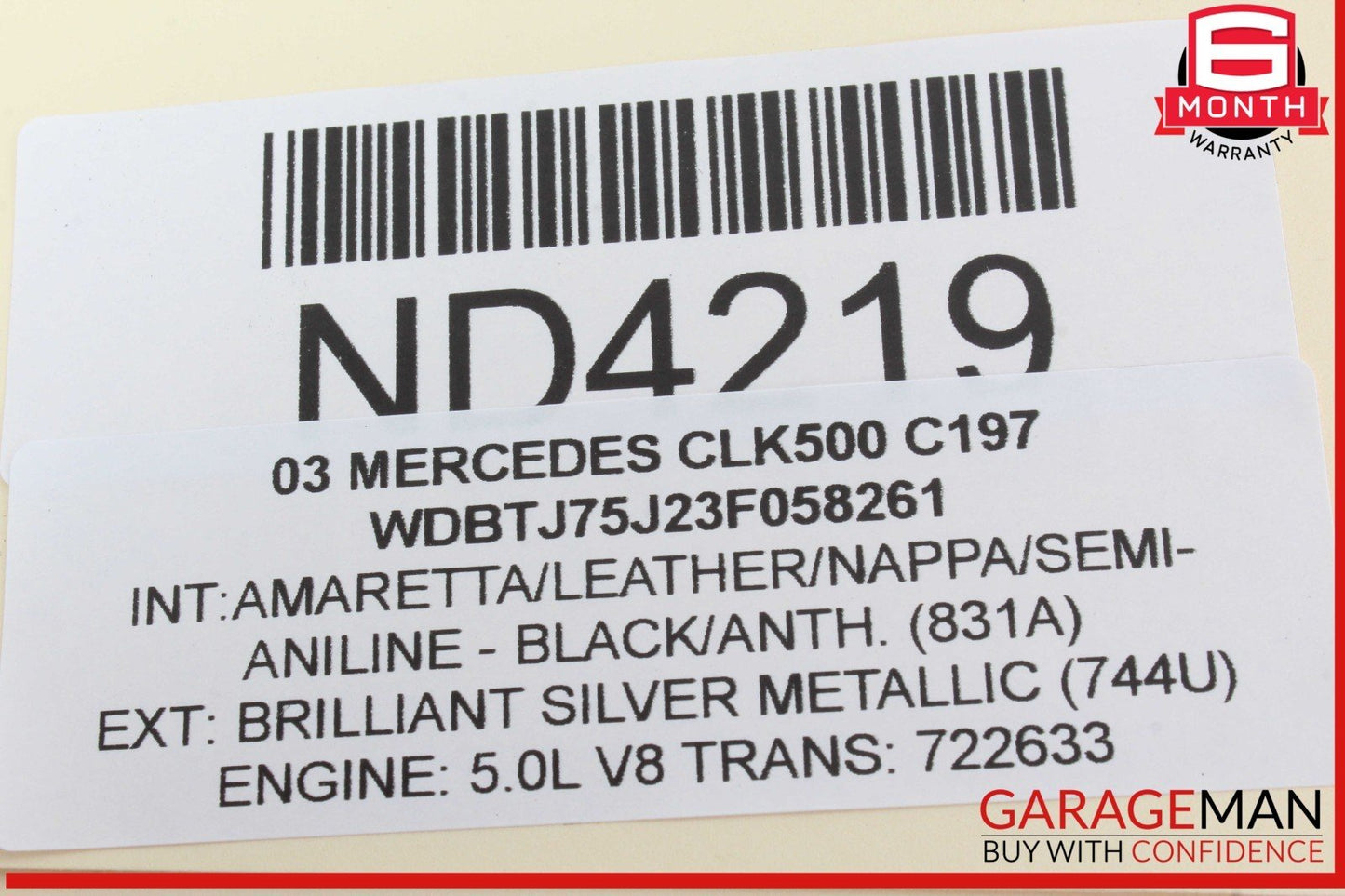 01-07 Mercedes W209 CLK500 Front Right Side Sun Visor Sunvisor Gray 2038170320