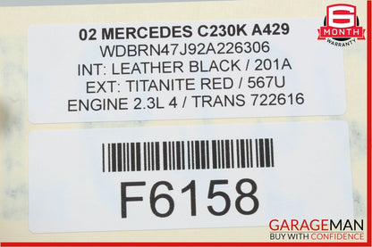 02-05 Mercedes W203 C230 Coupe Left Side Rocker Skirt Molding Panel Titanite Red