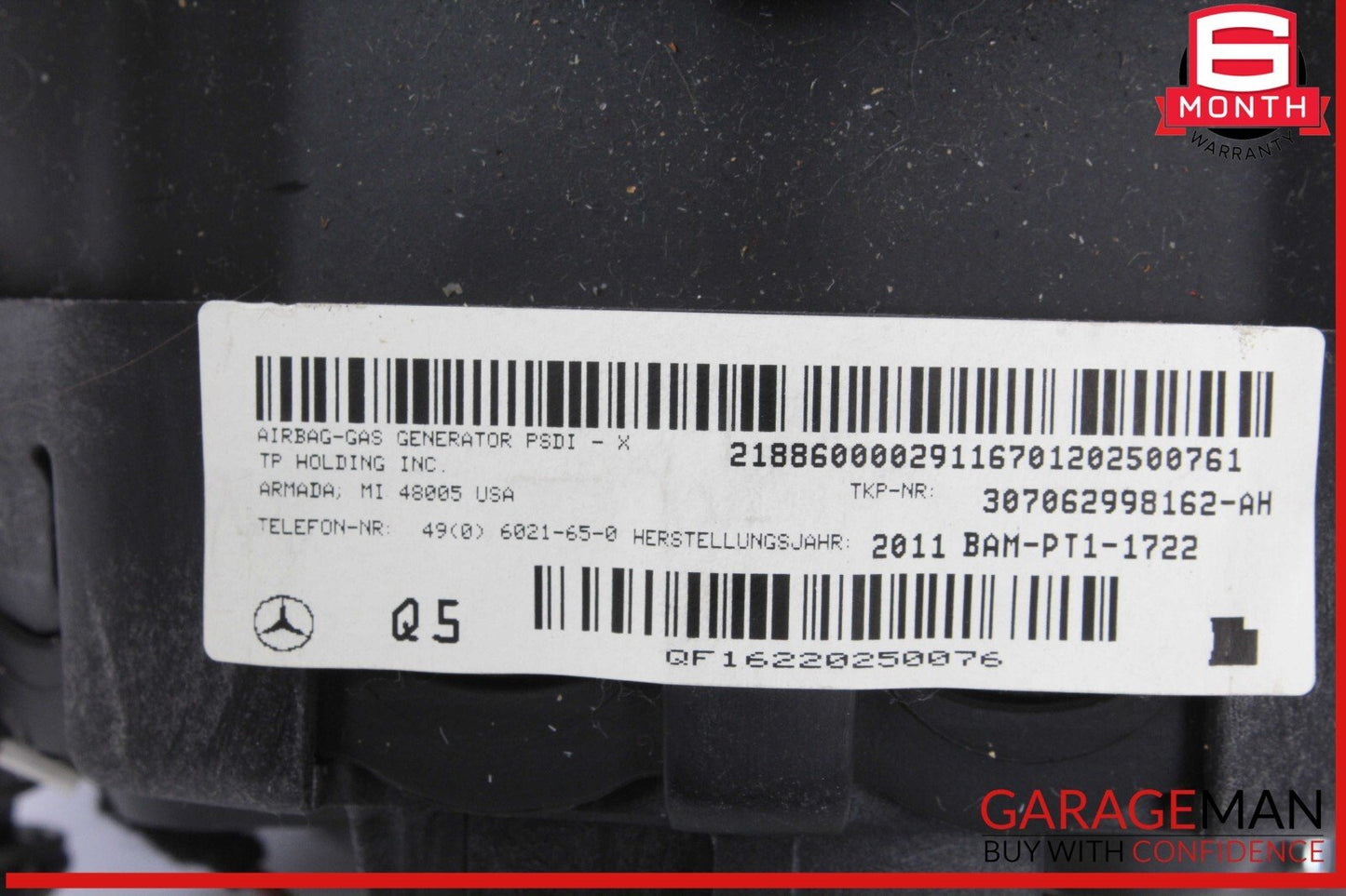 12-14 Mercedes W218 CLS550 Steering Wheel Airbag Air Bag Black 2188600002 OEM