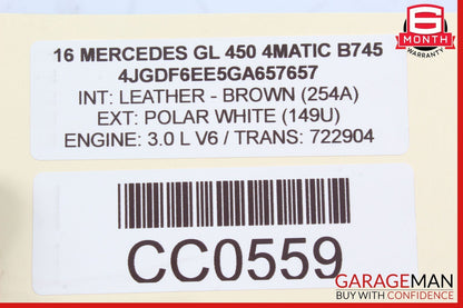 12-16 Mercedes X166 GL450 GL550 ML550 Rear Relay Fuse Box 1669063901 OEM