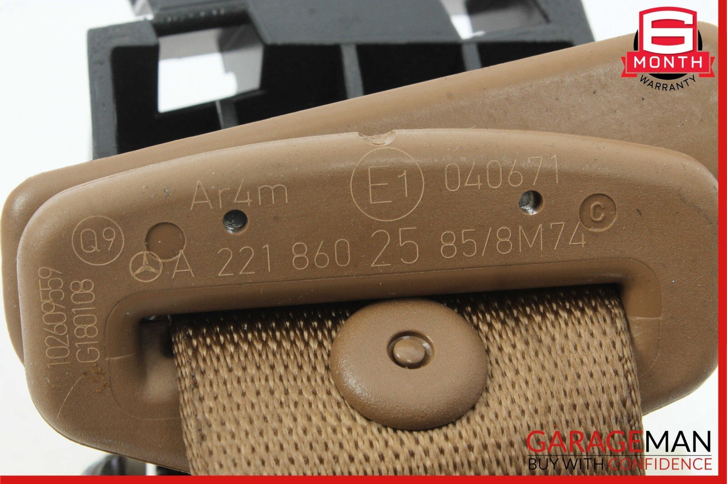 07-13 Mercedes W221 S550 S63 Rear Center Seat Belt Retractor Buckle Brown OEM