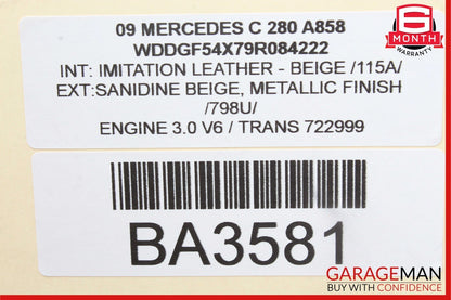 2009 Mercedes W204 C280 C300 Speedometer Odometer Instrument Cluster Gauge OEM