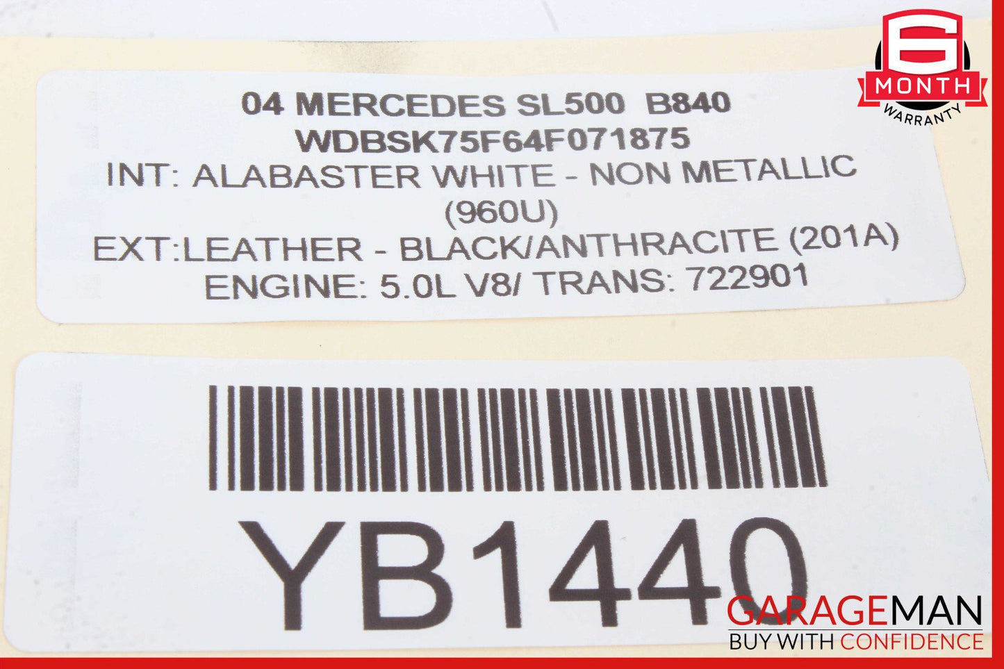 03-12 Mercedes R230 SL500 SL55 AMG Upper Radiator Support Frame 2306201931 OEM