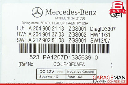 12-14 Mercedes W204 C250 C350 C300 Navigation Command Head Unit DVD CD Audio OEM
