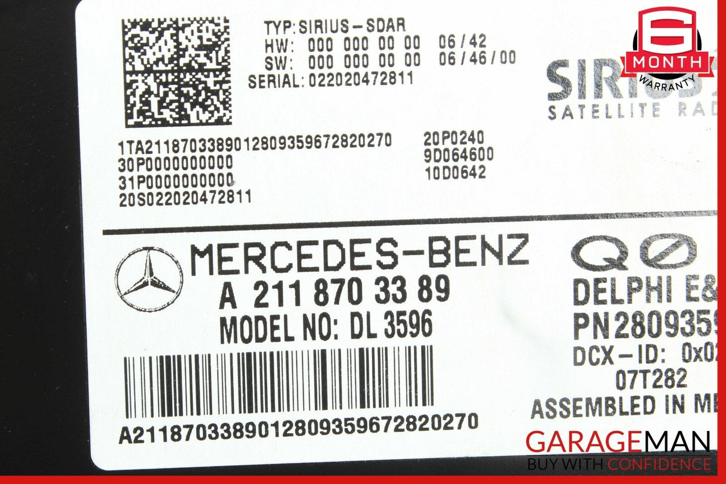 Mercedes W211 E350 GL450 ML350 R320 Sirius Satellite Radio Receiver Module OEM