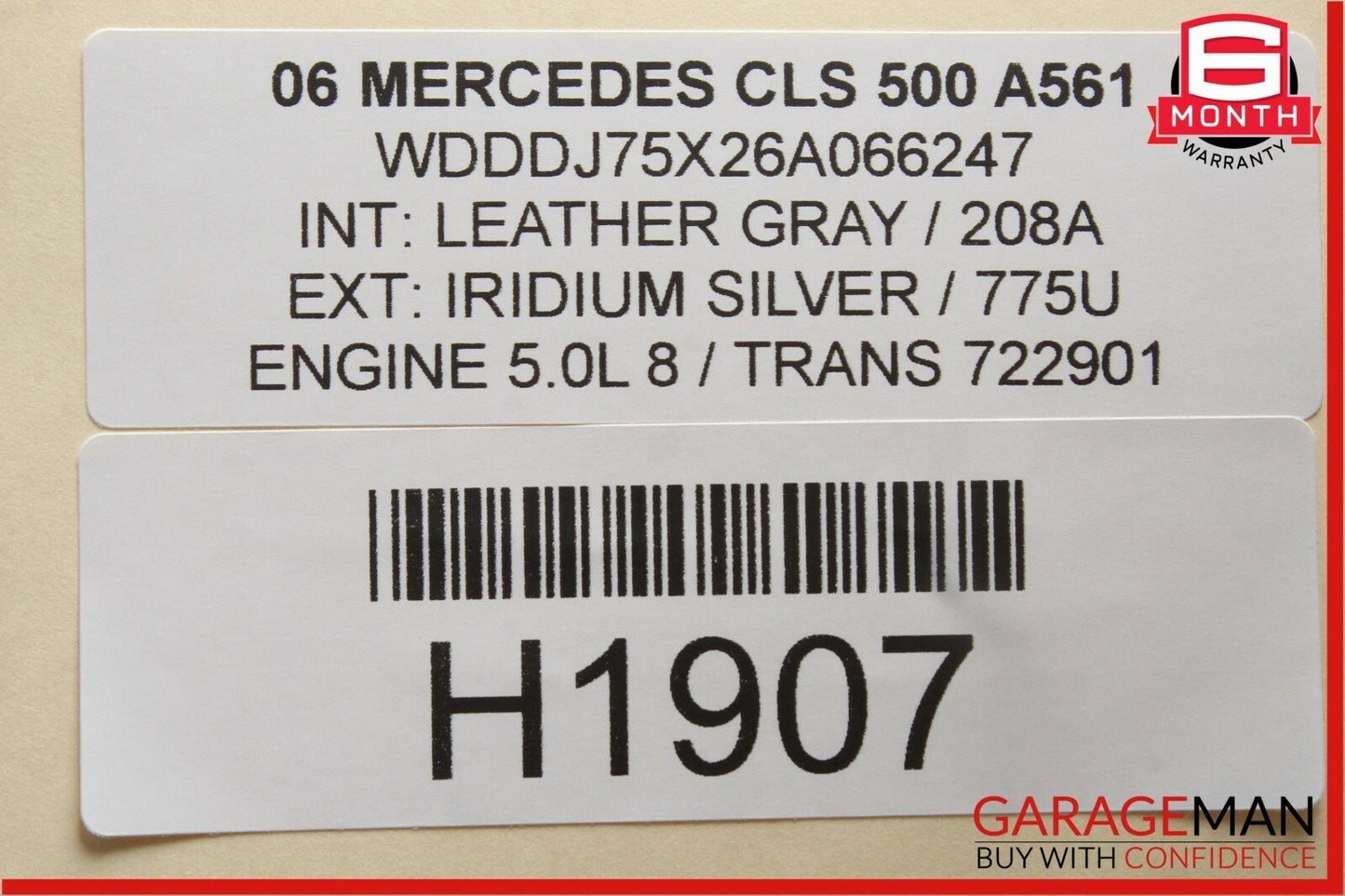 06-11 Mercedes W219 CLS500 Rear Right Side Lower Bottom Seat Cushion Grey