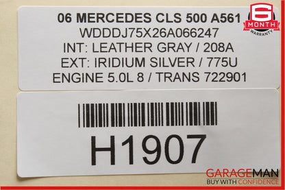 06-11 Mercedes W219 CLS500 Rear Right Side Lower Bottom Seat Cushion Grey