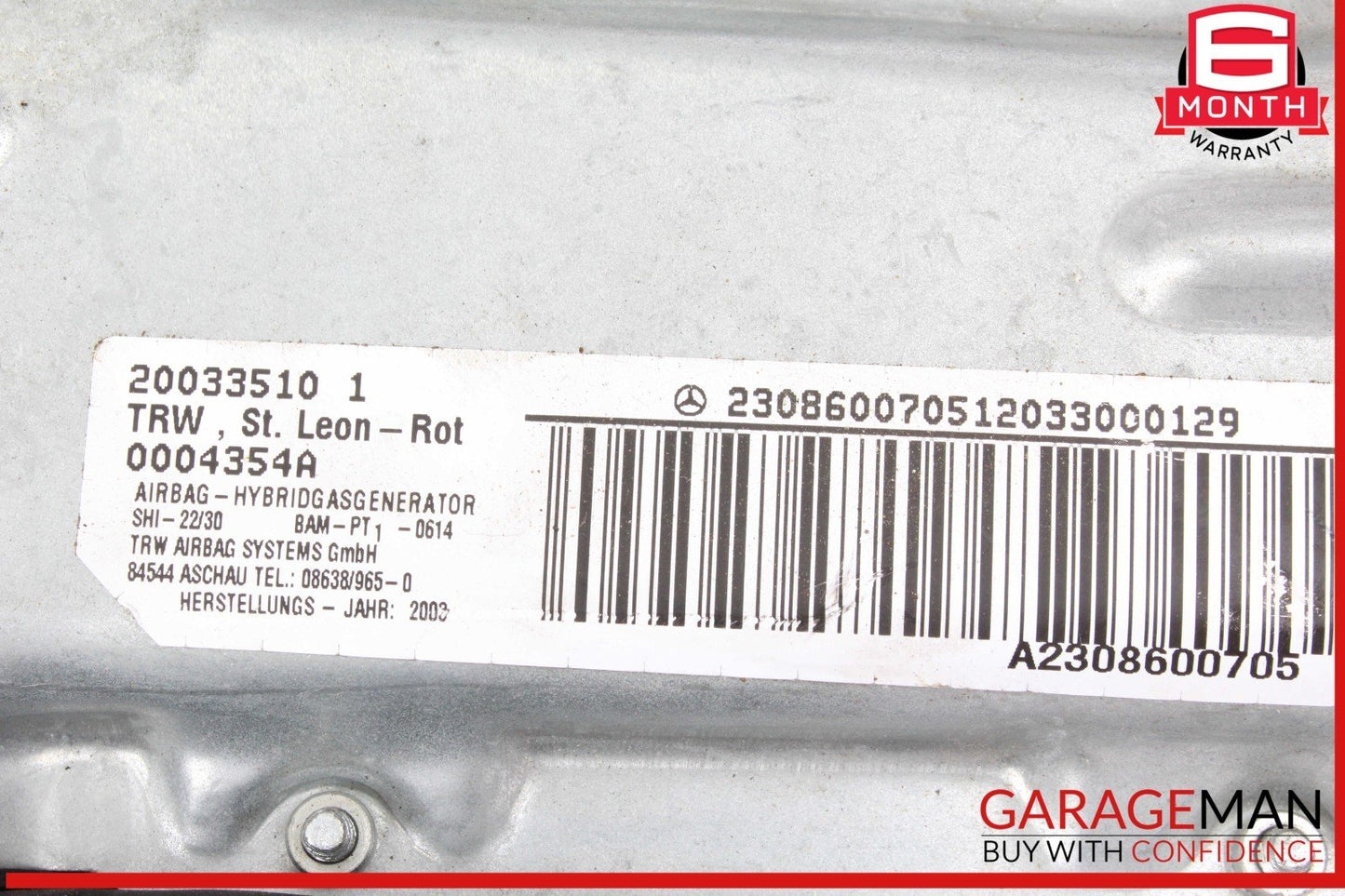 03-12 Mercedes R230 SL500 SL55 AMG Knee Airbag Air Bag Left Driver Side OEM