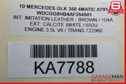 08-16 Mercedes X204 GLK350 Rear Right Door Window Regulator Motor OEM