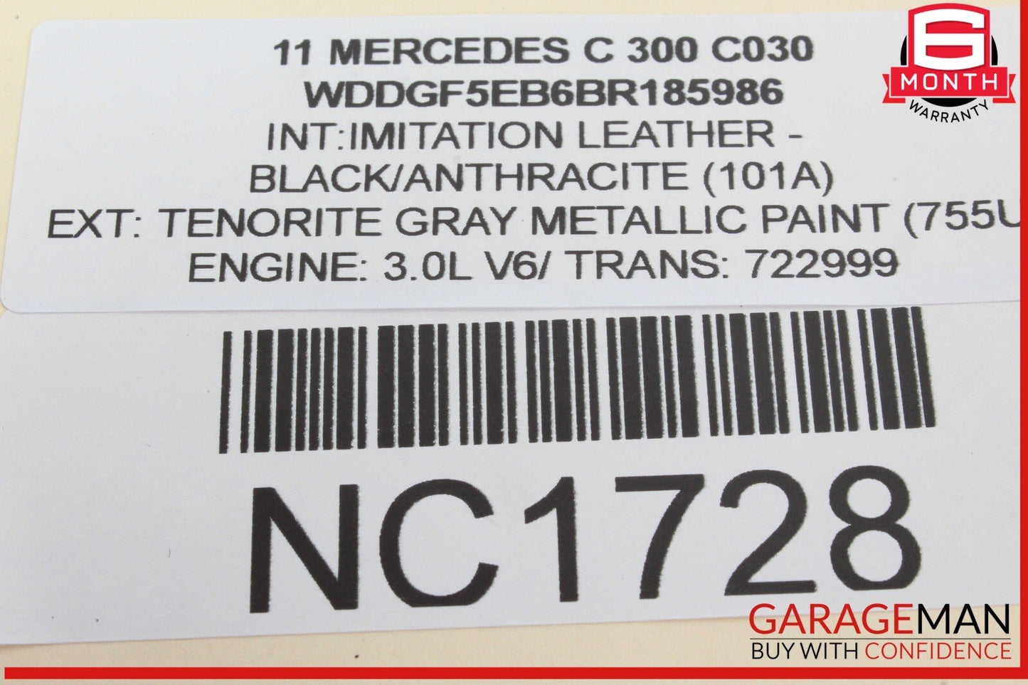 08-11 Mercedes W204 C300 C250 Interior Rear View Mirror Black 2048103417 OEM