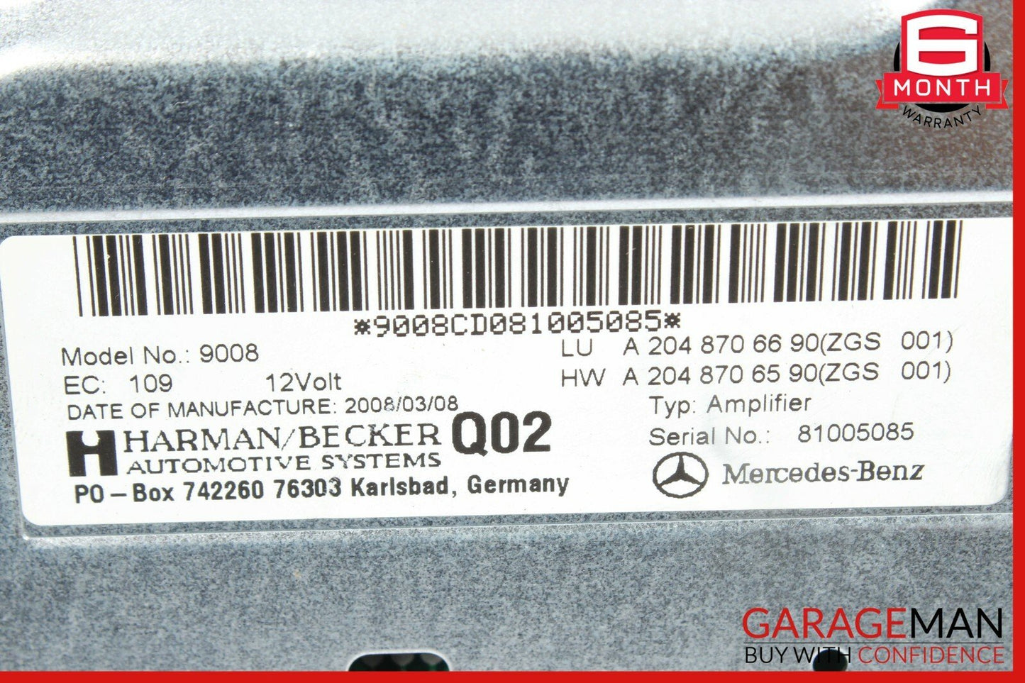 08-11 Mercedes W204 C300 C350 Amplifier Amp Harman Becker 2048706690 OEM