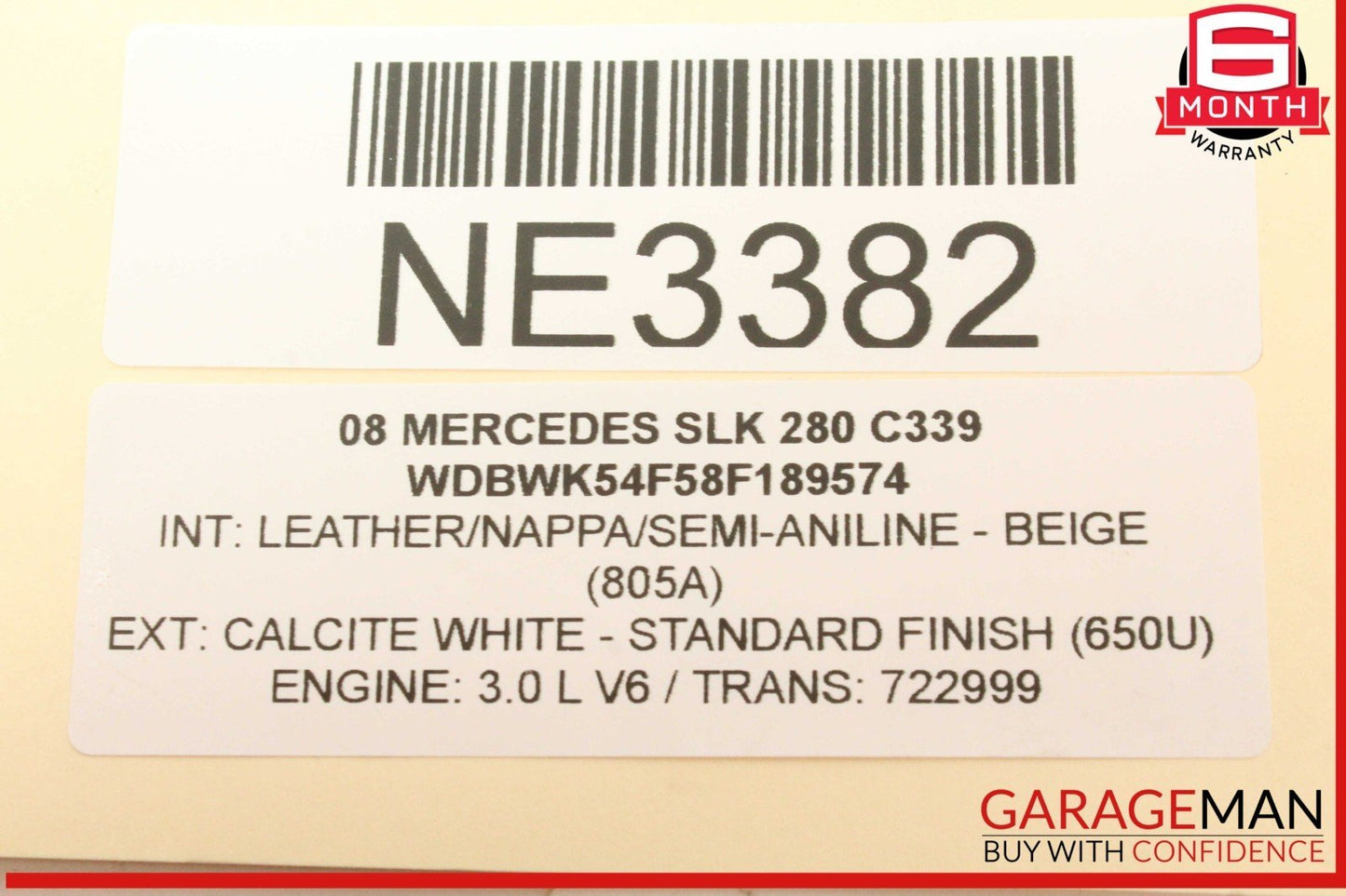 05-11 Mercedes R171 SLK280 SLK55 AMG Left Convertible Top Trunk Lid Cylinder OEM