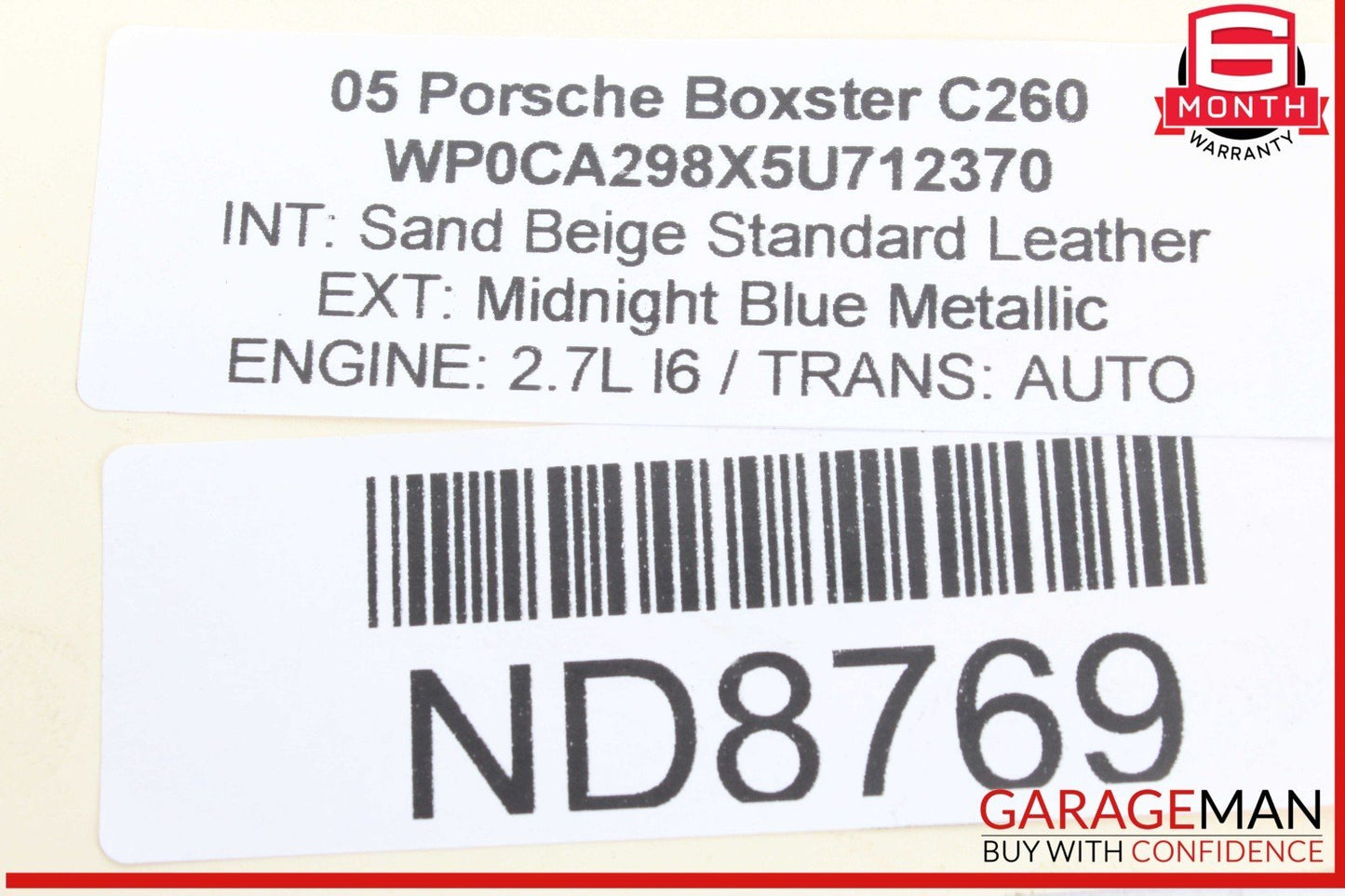 05-08 Porsche Boxster 987 Rear Left Driver Side Bumper Guide Heat Shield OEM