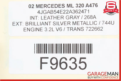 98-05 Mercedes W163 ML320 Left Side Rocker Skirt Molding Moulding Panel Silver