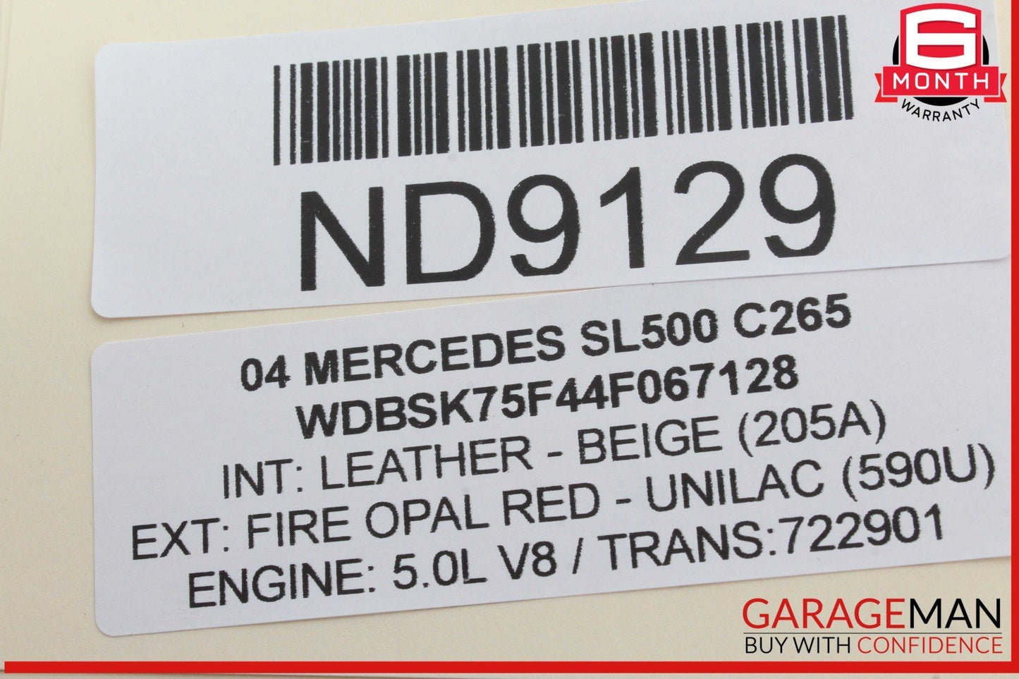 03-12 Mercedes R230 SL500 Convertible Top Right Side Load Assist Cylinder OEM
