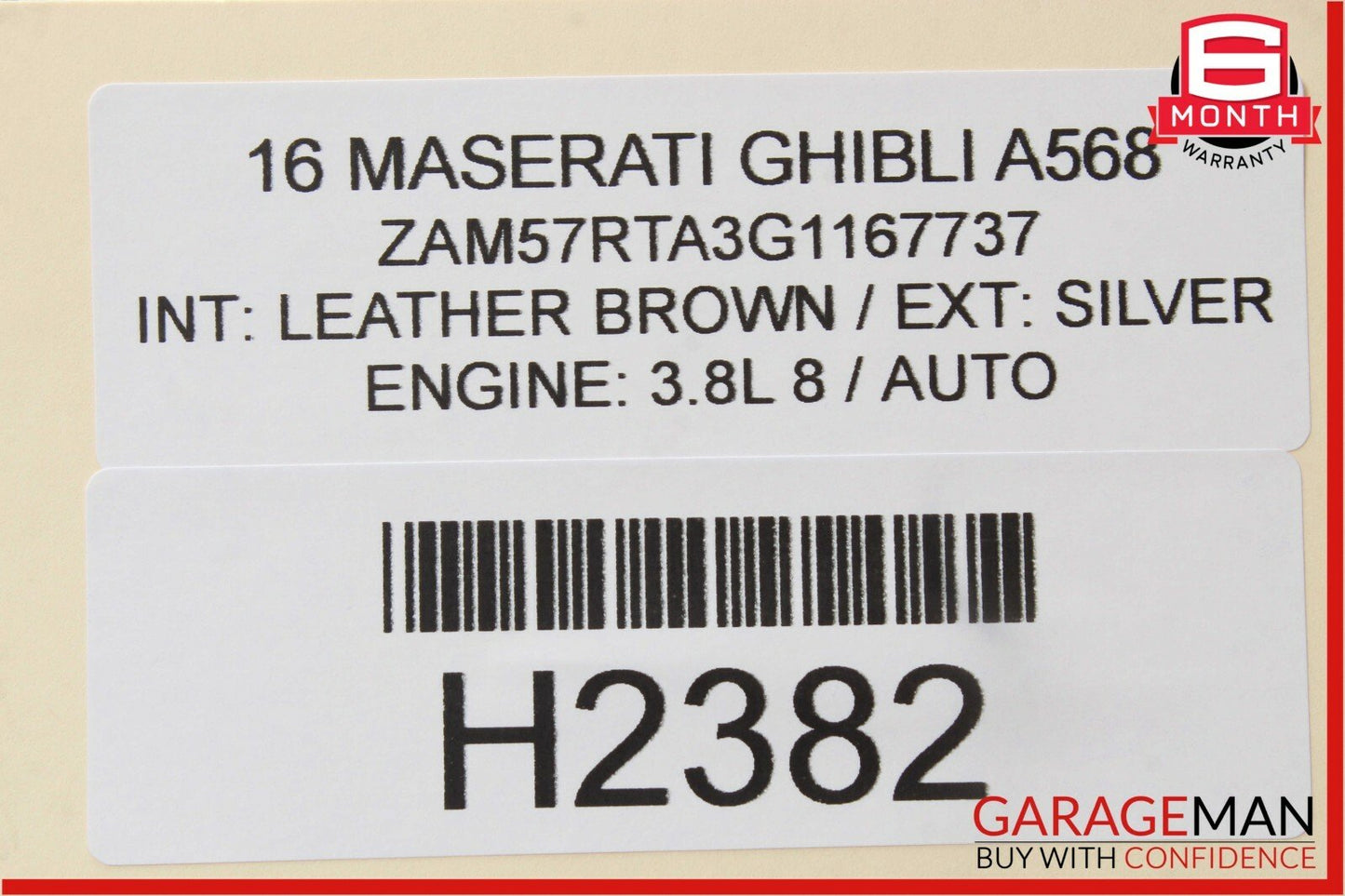 14-17 Maserati Ghibli Front Left Driver Side Lower Bottom Seat Cushion Brown